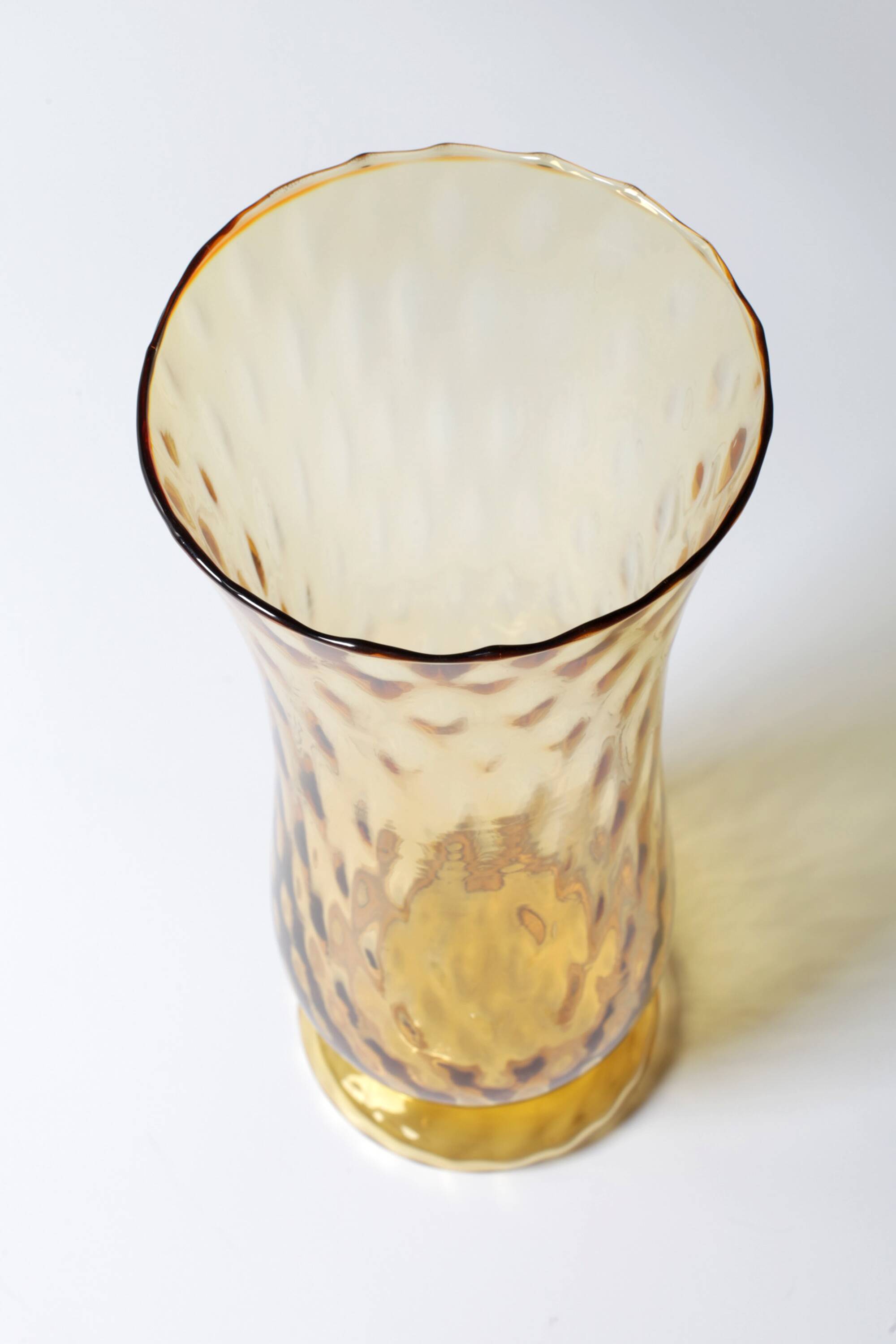 Mid-century Large Stylish Amber Glass Flower Vase / Empoli / Italy / 1970s