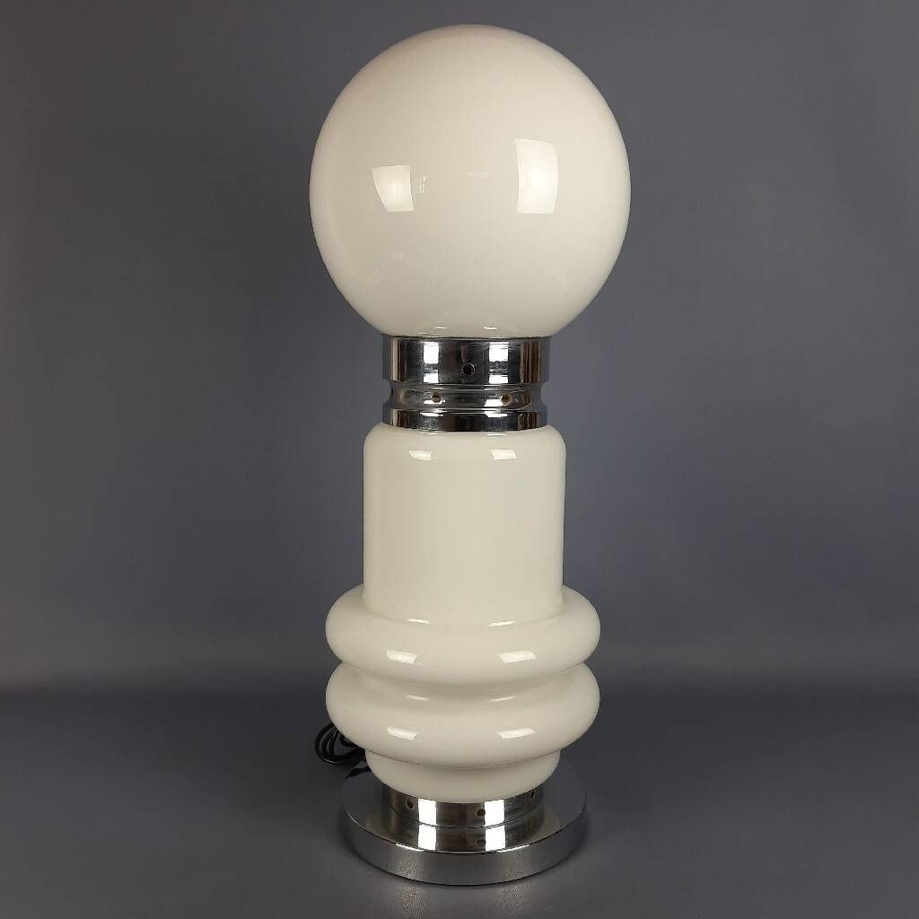 Murano glass table lamp by Nason, Birillo metal, Space Age design 1970.