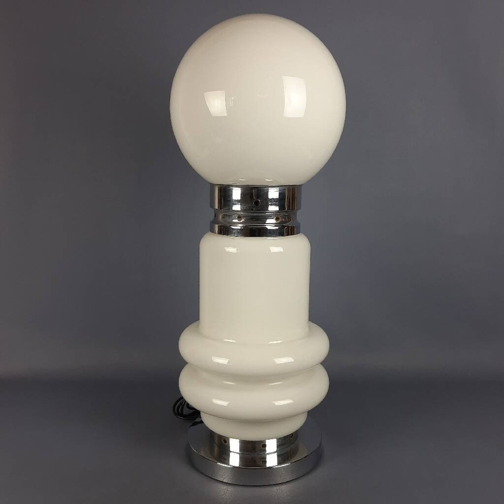 Murano glass table lamp by Nason, Birillo metal, Space Age design 1970.