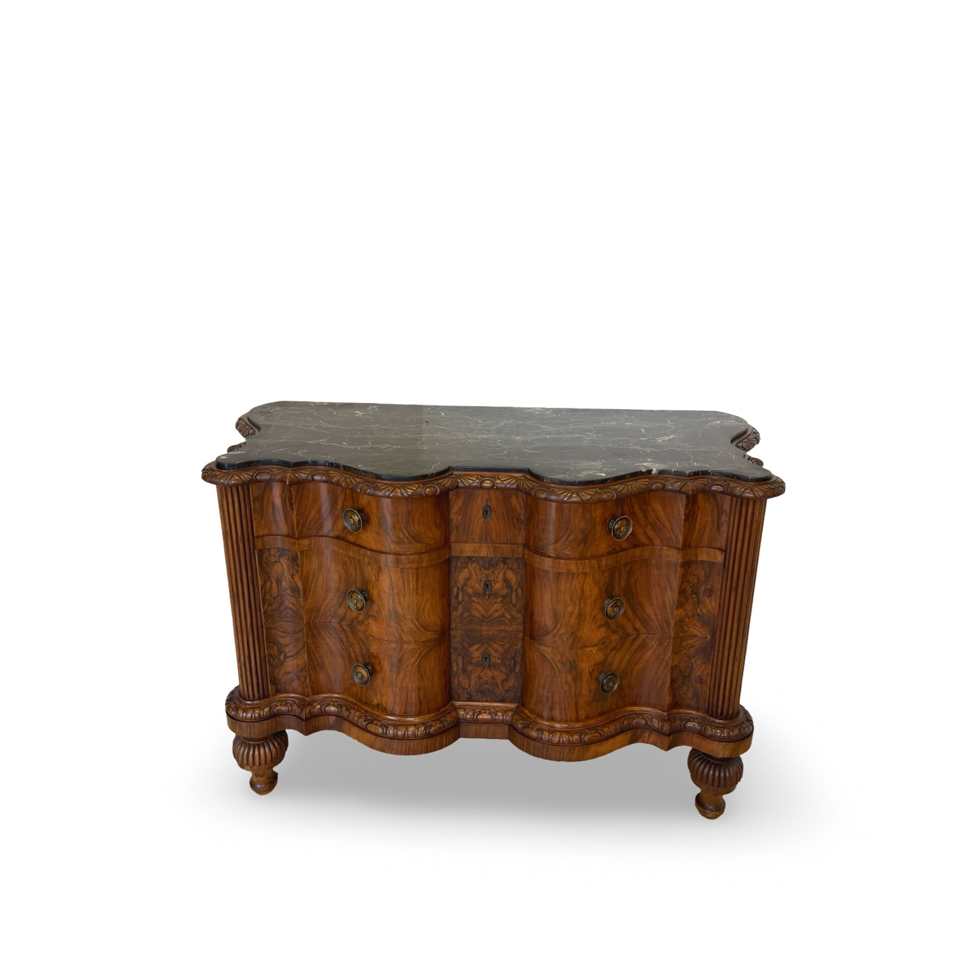 antique walnut serpentine commode