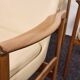 Chaises de salle à manger/conférence vintage avec accoudoirs en noyer et cuir vinyle d'origine b