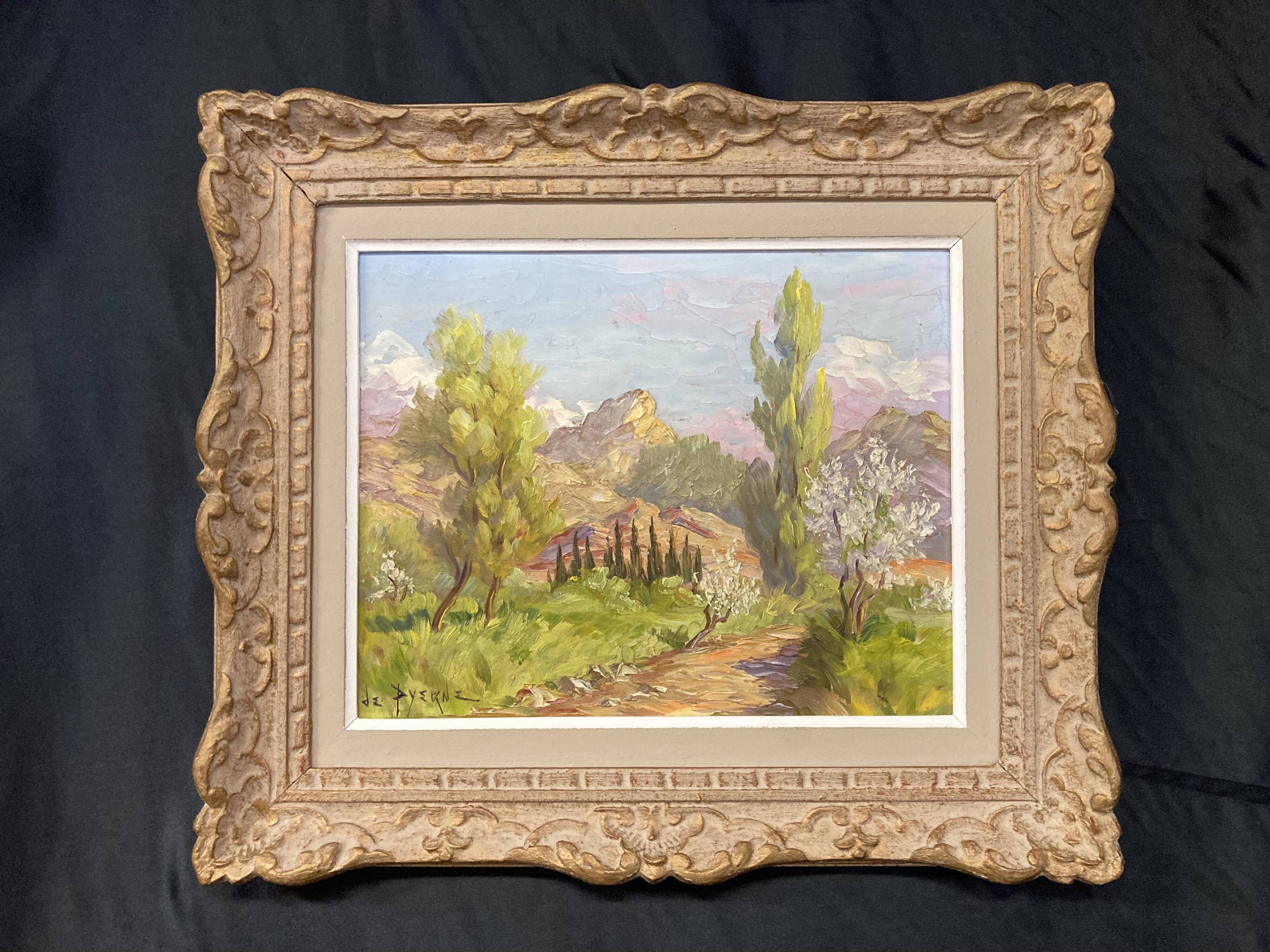 Reyne-marin de pyerne (20th century), landscape of veynes, oil on panel