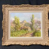 Reyne-marin de pyerne (20th century), landscape of veynes, oil on panel