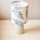 White enamelled mustard pot lamp - fern pattern