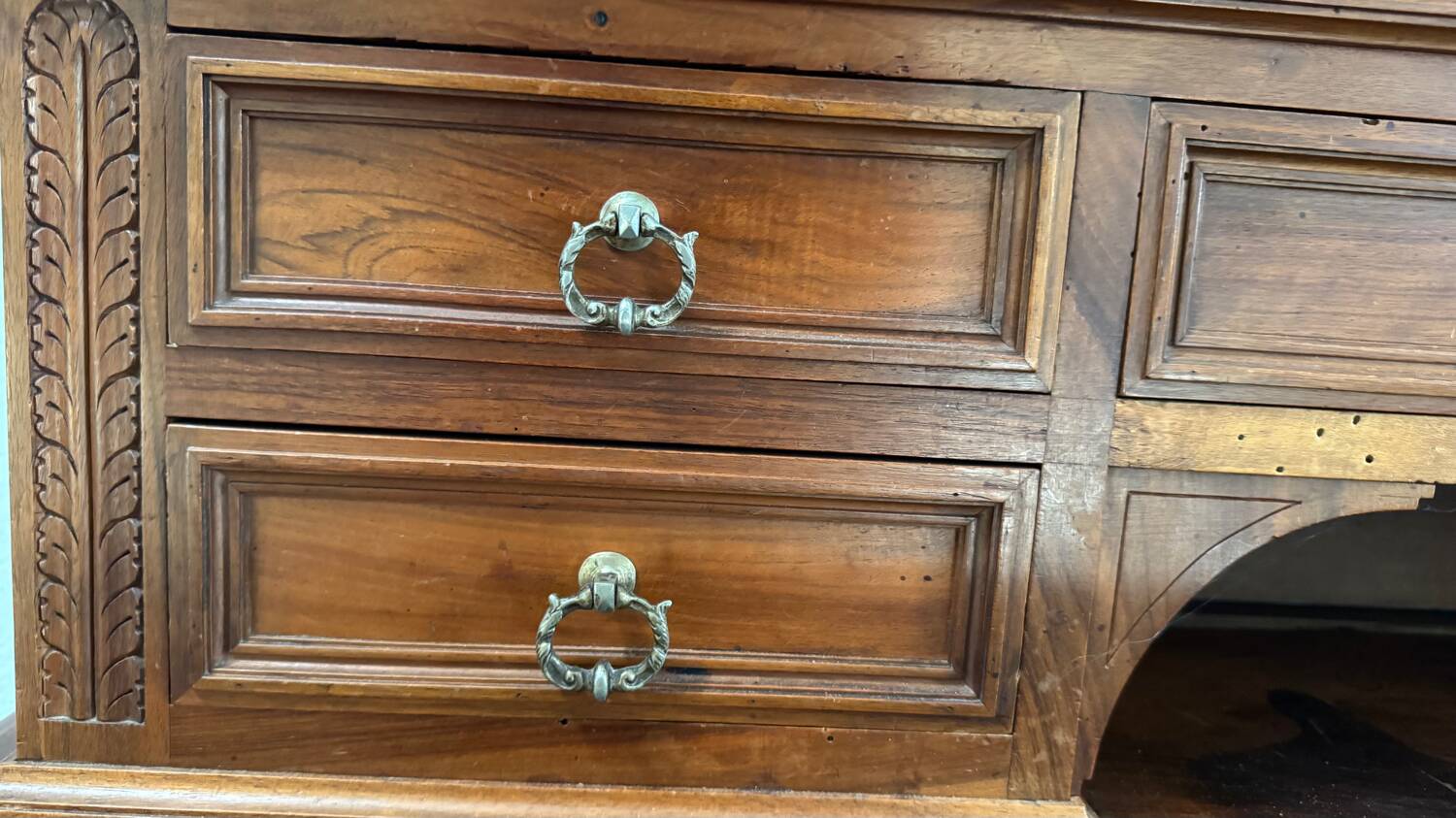 19th century walnut stepped desk