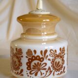 Suspension in opaline with floral decorations, 1970s.