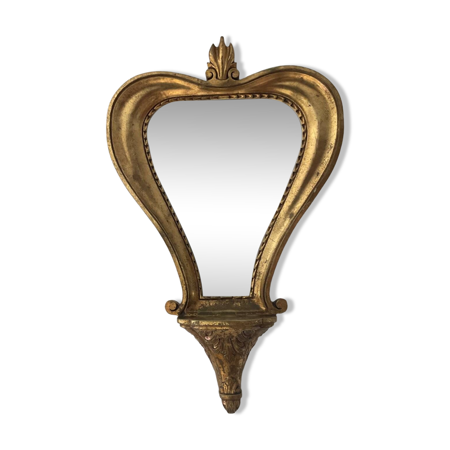 Miroir doré vintage avec selette