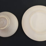 Former tea service in multicolored ceramics signed
