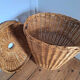 Large vintage rattan basket, retro wicker decoration