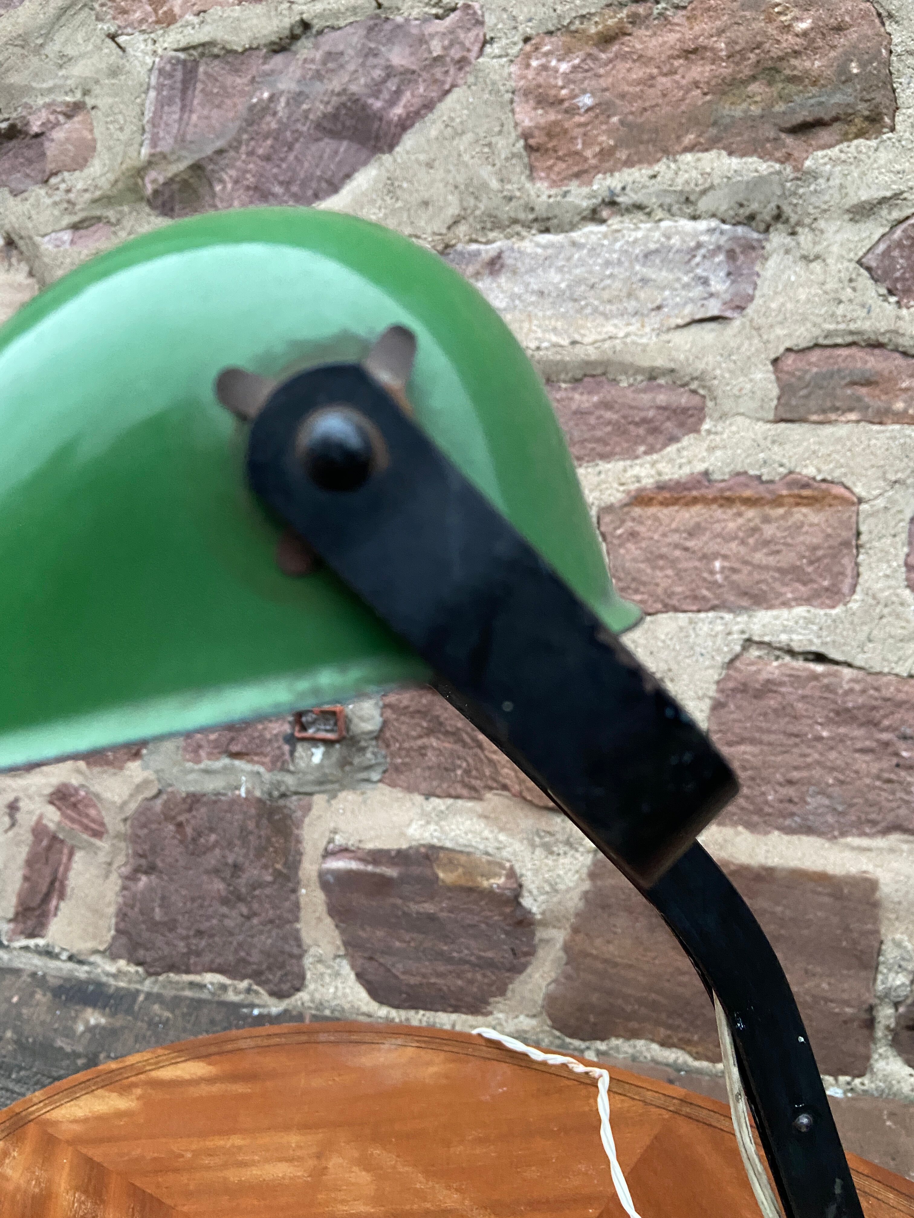 Art deco banker's lamp, 1930s bauhaus horax style enamel