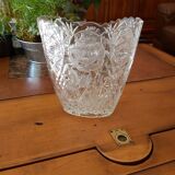 Rectangular cut Saint Louis crystal vase decorated with roses
