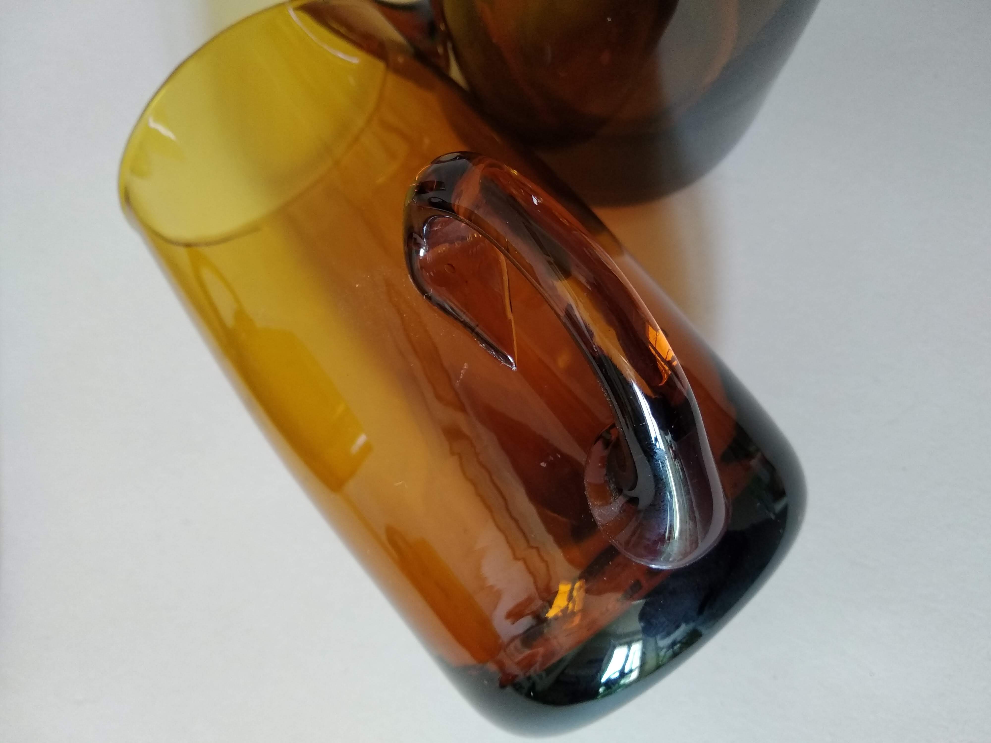 Pitcher and glasses in blown glass vintage 60s