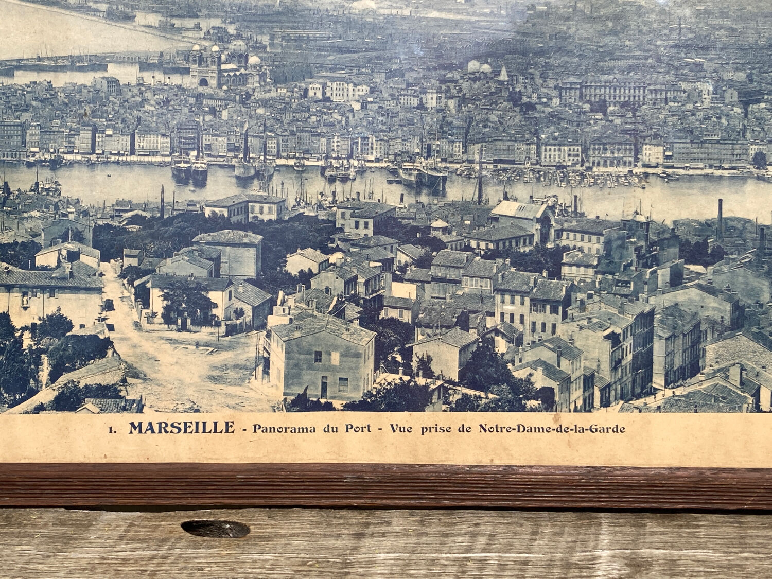 Photograph of Marseille 1950 - panoramic Mediterranean port and city printed by G. Arnaud - antique print