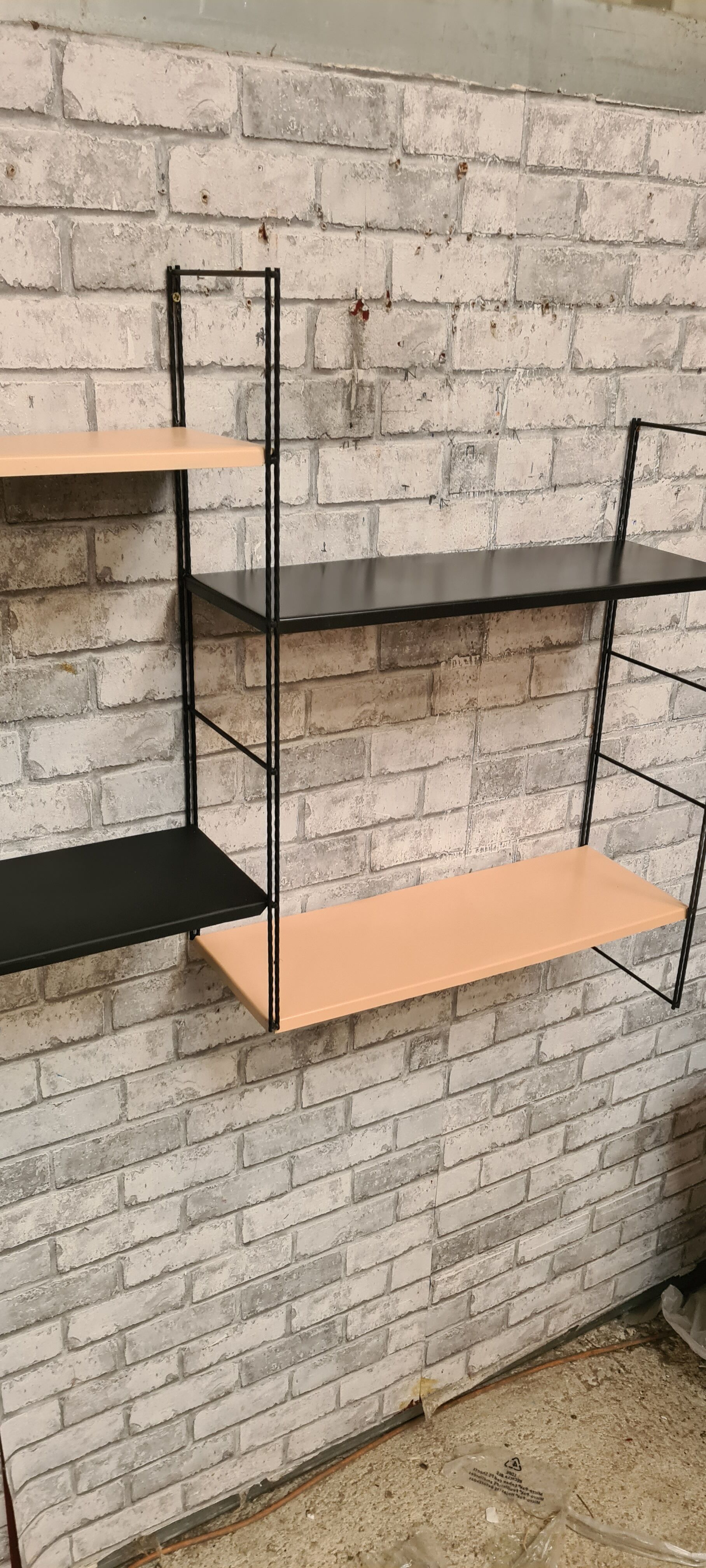 Shelves 1960 to 70 metal 4 shelves cream and black 3 uprights