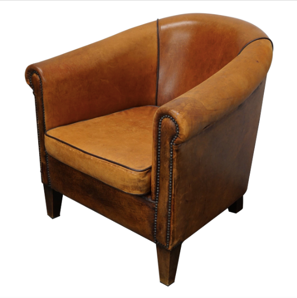 Club armchair in leather color cognac Netherlands