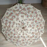 Vintage umbrella in cotton canvas floral pattern