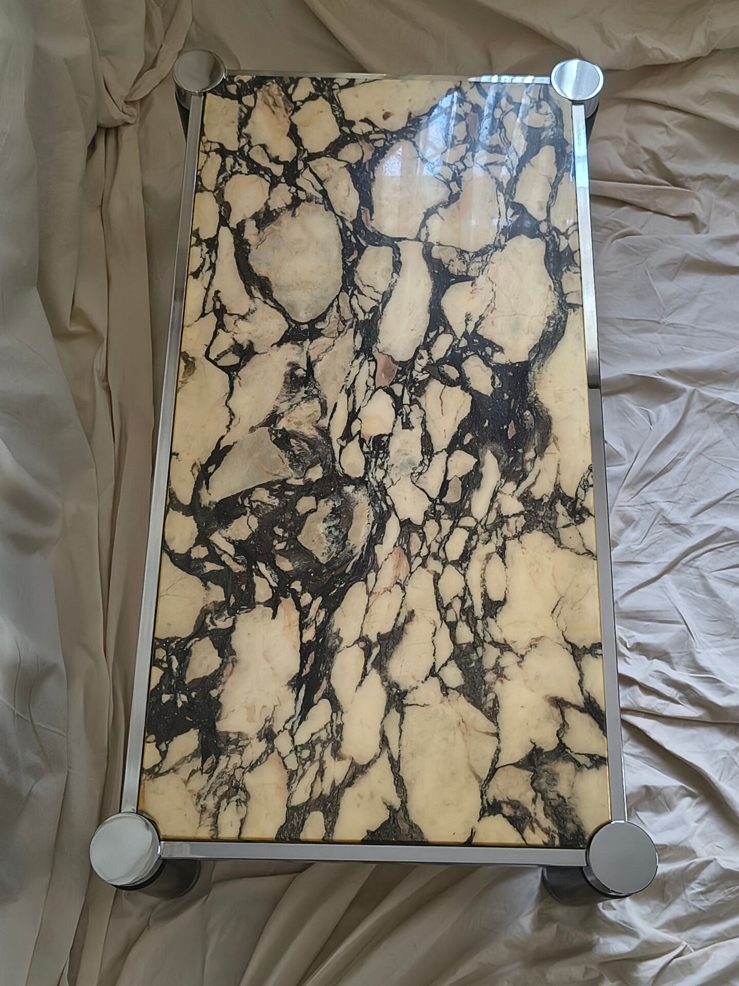 Table basse marbre de Calacatta fin 1970