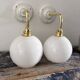 Pair of vintage white opaline wall lights