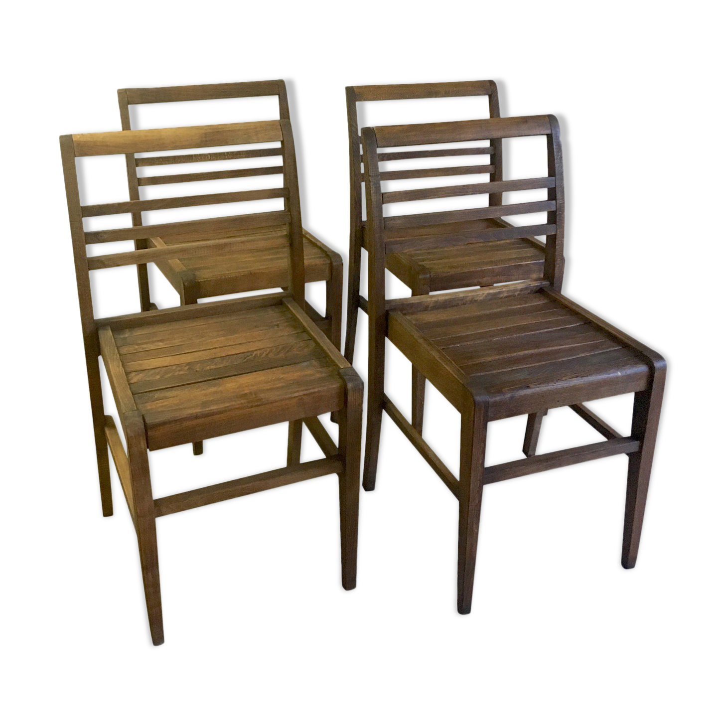 Series of 4 solid wooden chairs by René Gabriel 40/50