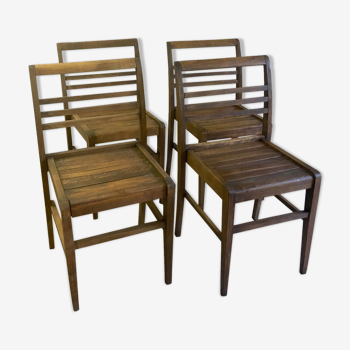 Series of 4 solid wooden chairs by René Gabriel 40/50