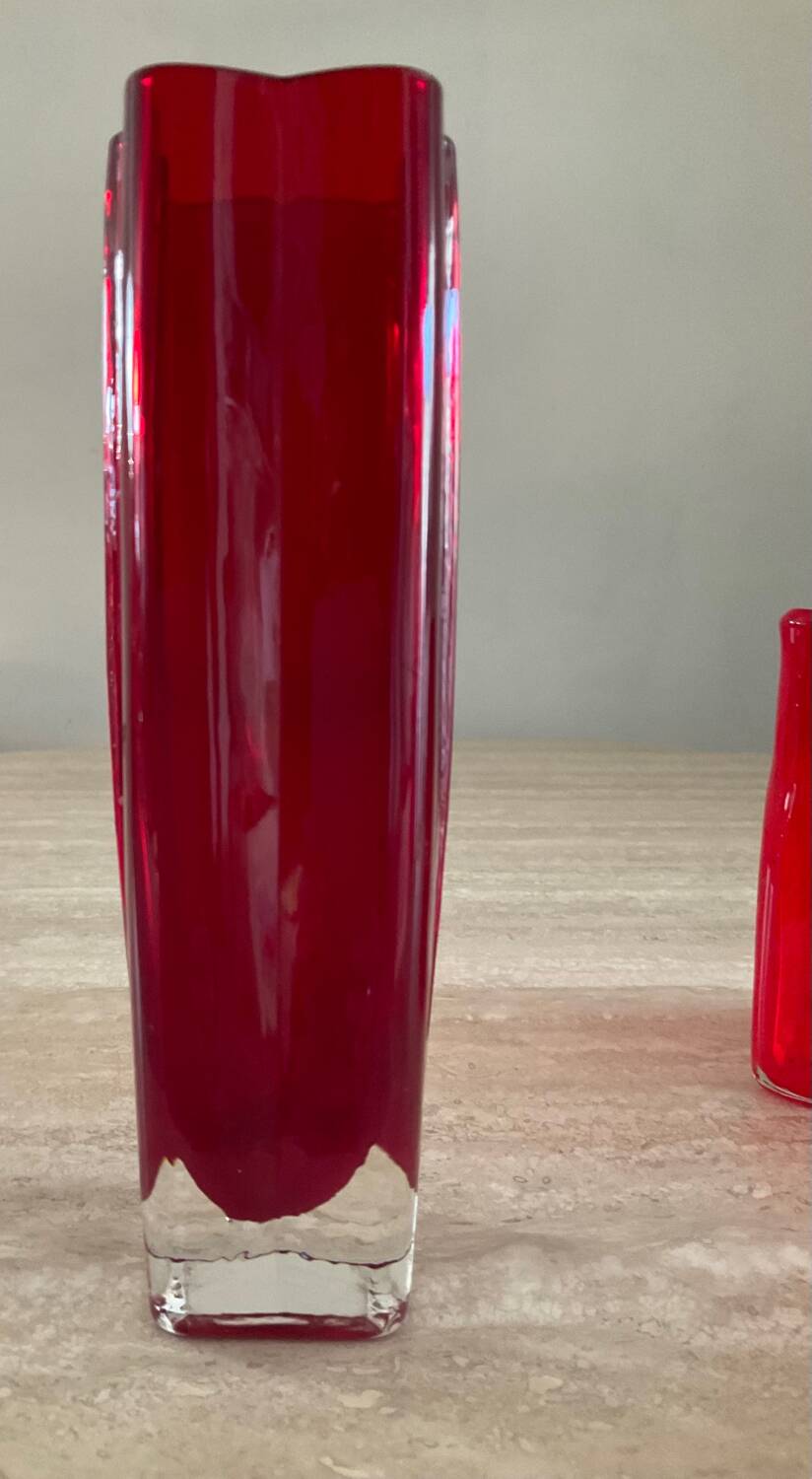 Duo of vintage glass paste vases