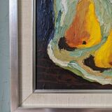 Mid-Century Modern Swedish "Luminous Pears" by Eric Cederberg, Framed Still Life Oil Painting