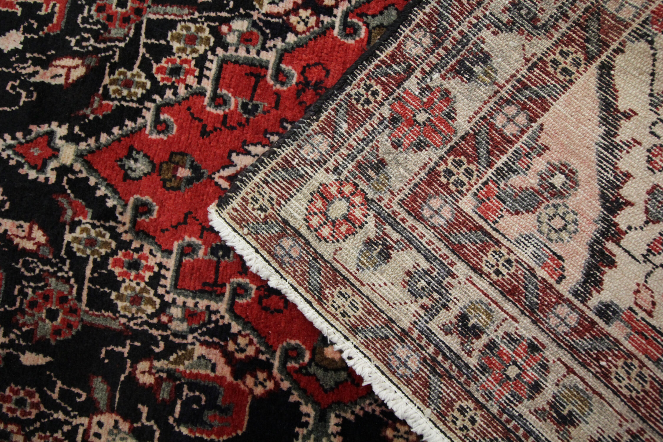 Traditional persian runner rug long oriental red beige wool carpet 89x518cm