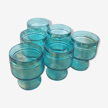 70's turquoise blue glass cups