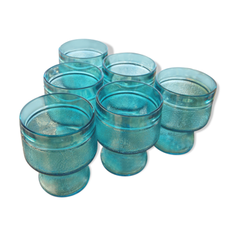 70's turquoise blue glass cups
