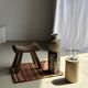 Table d'appoint en bois pétrifié, écorce blanche