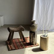 Petrified wood side table, white bark