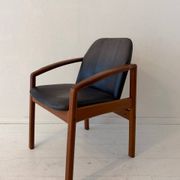 Mid-century modern chair in teak and black leather, Germany, 1960s