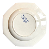 Octagonal hollow plate in white and blue iron earth, "Indiana" service