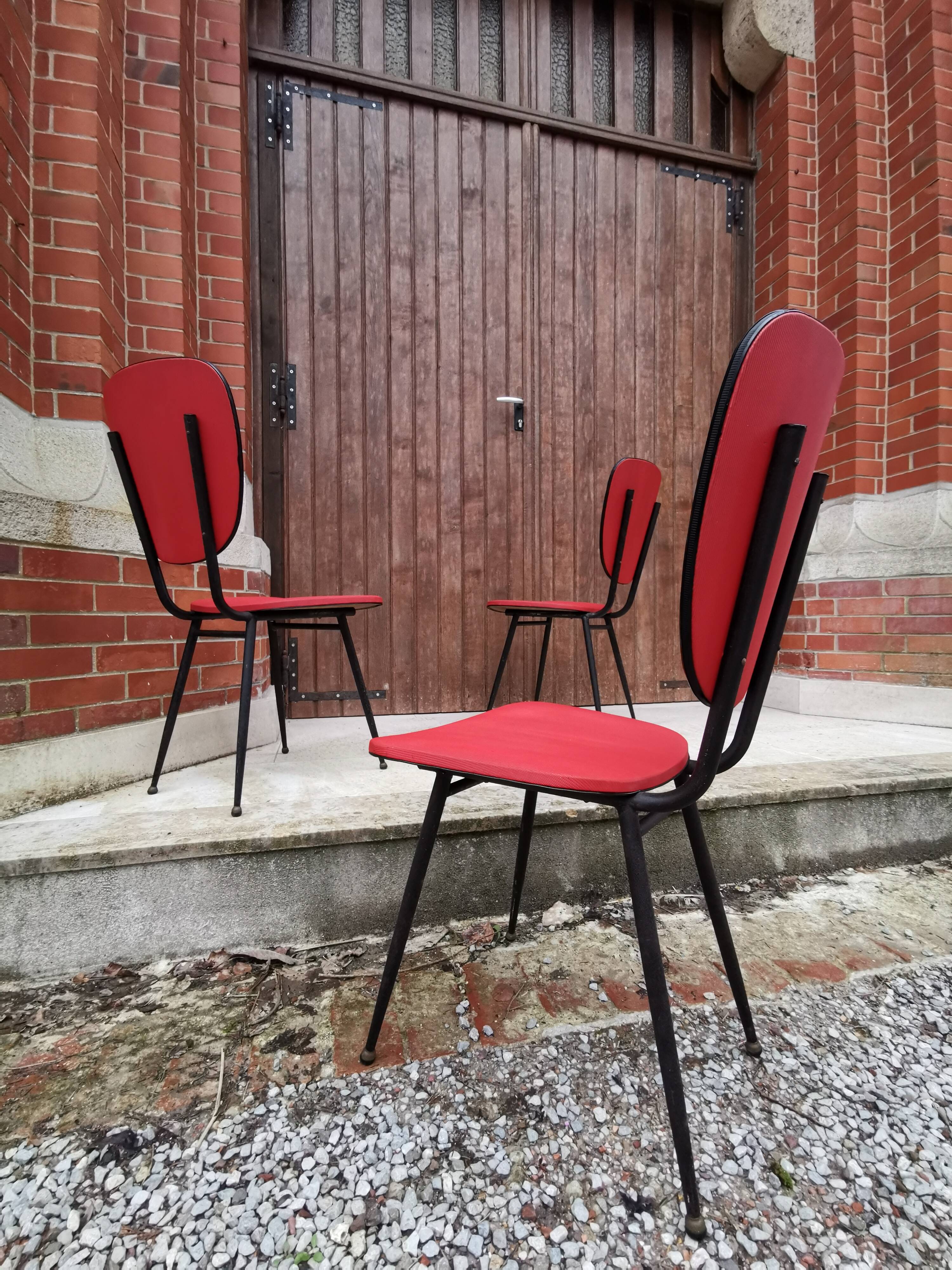 Lot de chaises vinyle rouge