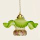 Opaline pleated suspension and tulip with Art Deco floral patterns.