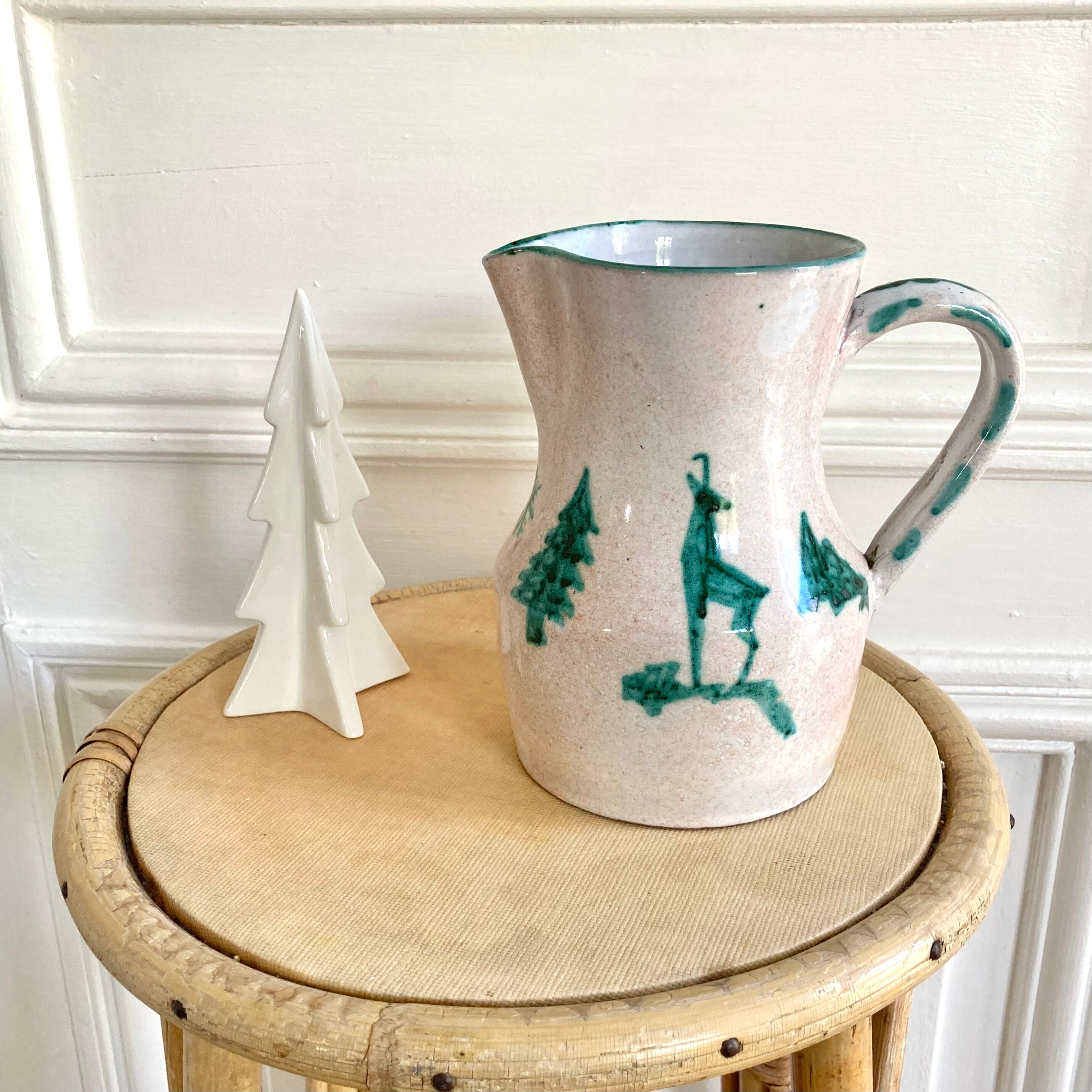Enamelled pitcher numbered chalet or mountain décor