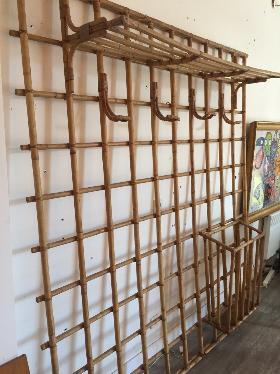 Rattan coat rack