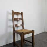 Set of 6 rustic oak straw chairs