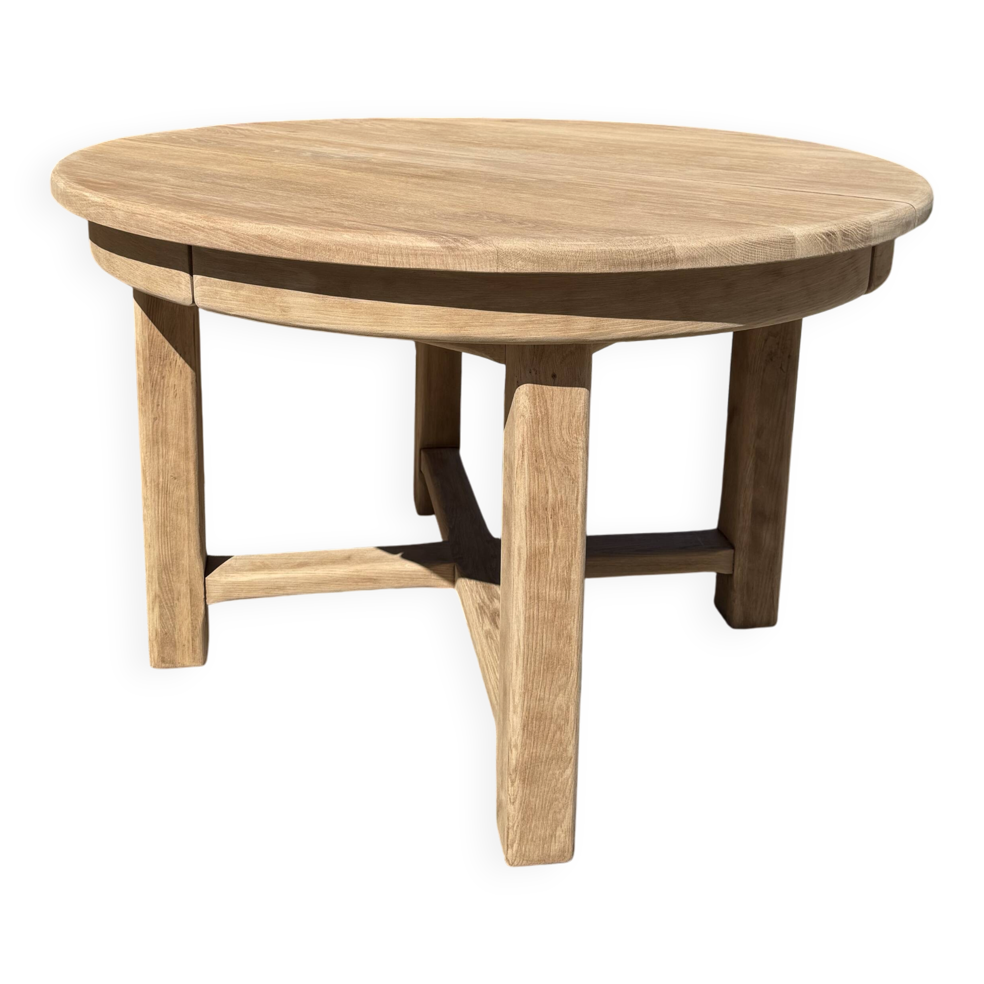 Table ronde chêne massif avec rallonges 220cm max