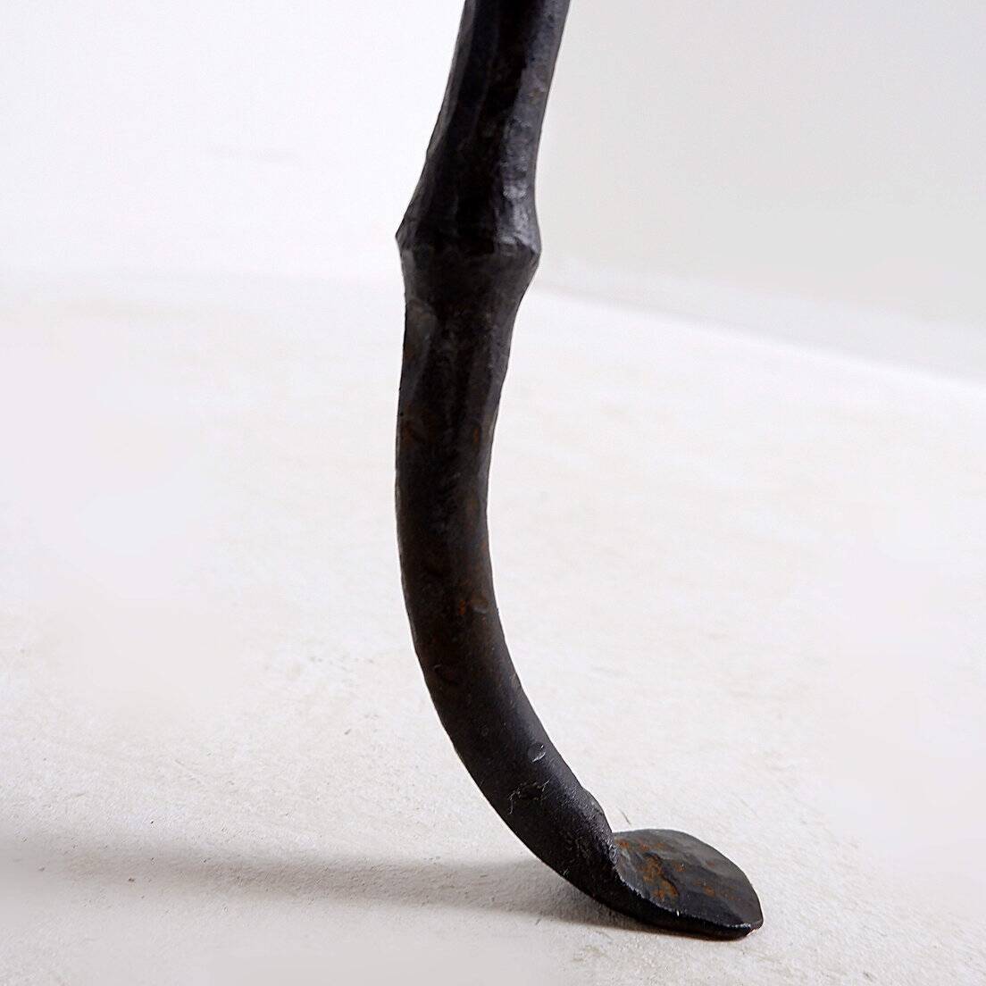 Wood and wrought iron tripod Side table - 1960s