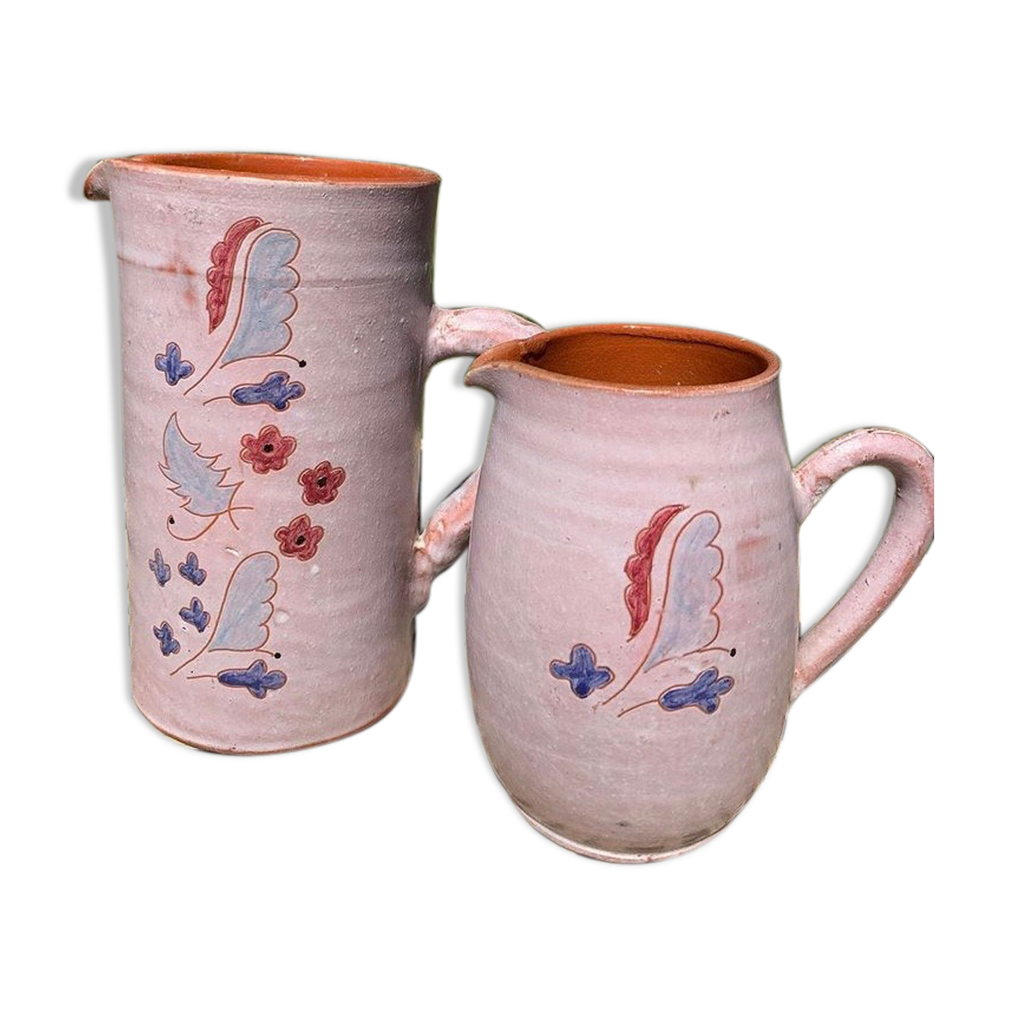 Hand-painted moroccan pitchers in terracotta