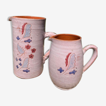 Hand-painted moroccan pitchers in terracotta