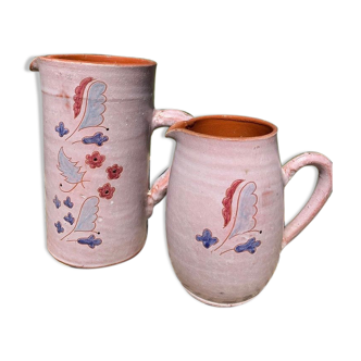 Hand-painted moroccan pitchers in terracotta