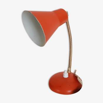 Lampe cocotte à poser orange, lampe de bureau, flexible, années 50, vintage français