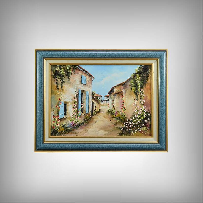 Painting “The Blue Shutters”, signed J. Gaubert – 2nd part 20th century