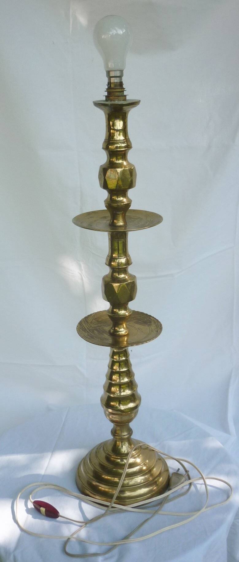 Pique candlestick chandelier old gilded brass 71 cm