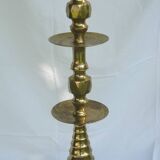Pique cierge chandelier laiton doré ancien 71 cm