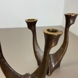 set of 2 Midcentury Brutalist Bronze Candleholder, Michael Harjes, Germany 1960s