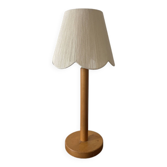 Tall vintage blond wooden lamp