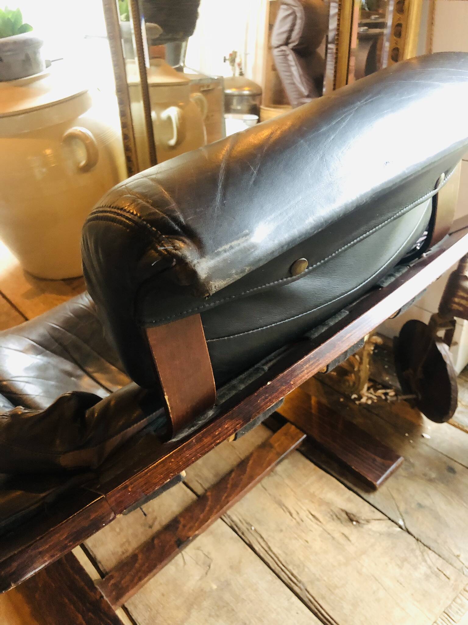 "Kroken" armchair in leather by Ake Fribytter for Nelo Möbel Sweden 1970